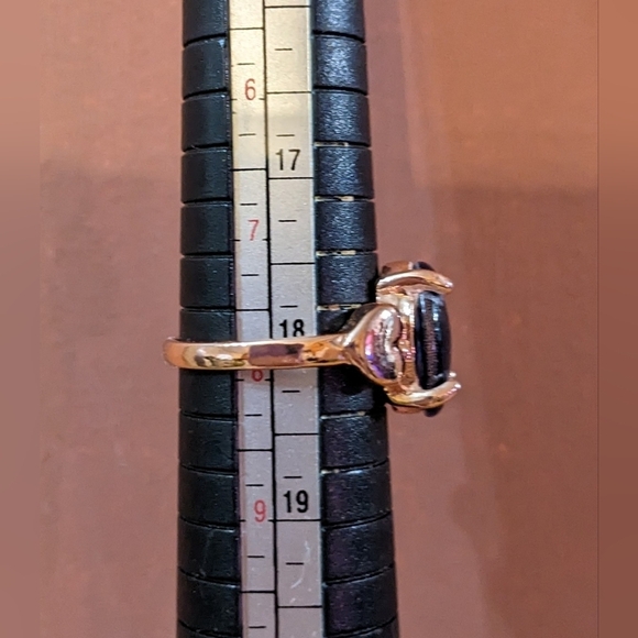 New Blue Cat’s Eye Ring Gold Tone Statement Ring Retro Cocktail Jewelry, T1B8C - Picture 3 of 3